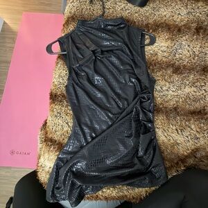 Black Sleeveless Textured Top